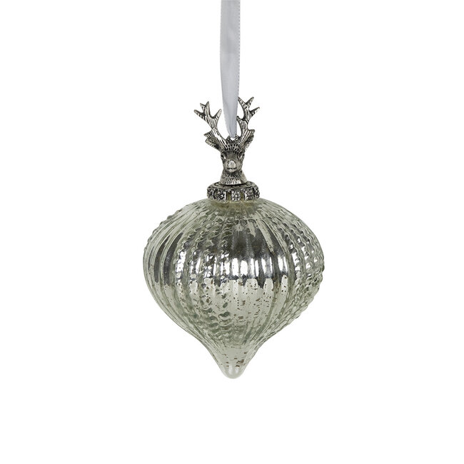 Mars & More decoratie bal gewei zilver 12cm