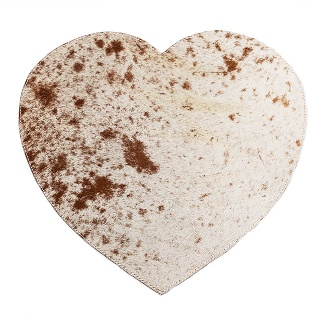 Mars & More placemat koehuid hart bruin/wit 39cm