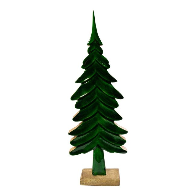 Mars & More Kerst Boom op standaard groen mango hout h39 d13cm