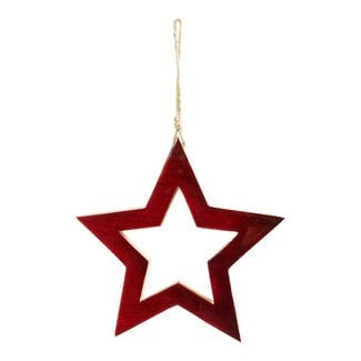 Mars & More Hangende Decoratie Ster rood mango hout 20x20x2,5cm
