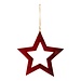 Mars & More Hangende Decoratie Ster rood mango hout 20x20x2,5cm