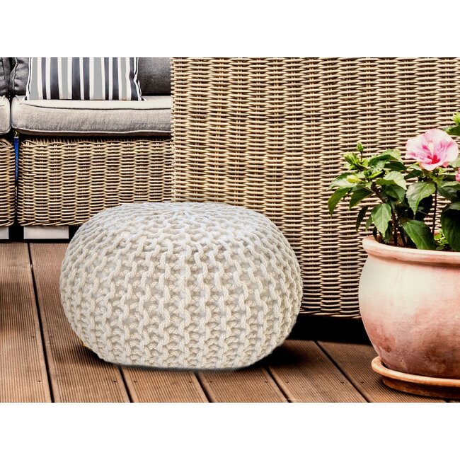 Dream-Living Duurzame Beige  poef Ø 55cm voor binnen- buiten- zwembad