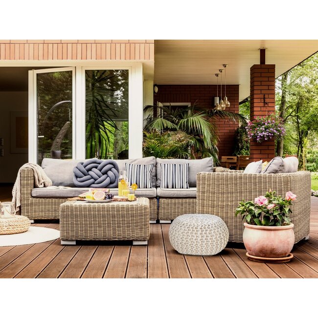 Dream-Living Duurzame Beige  poef Ø 55cm voor binnen- buiten- zwembad