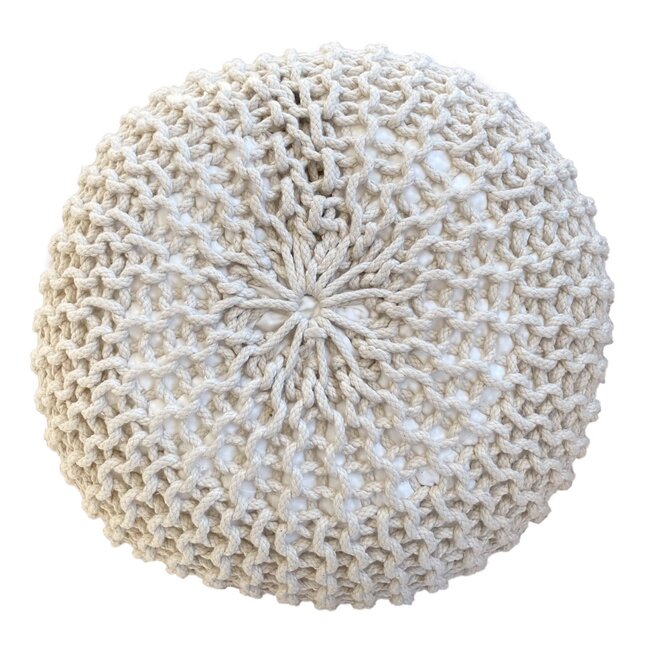 Dream-Living Duurzame Beige  poef Ø 55cm voor binnen- buiten- zwembad