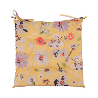 2Lif Valerie Flower Print Outdoor stoelkussen geel 40x40cm+3cm