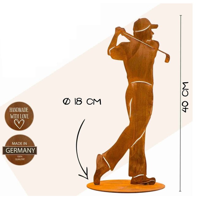 Dream-Living Handgemaakte golfspeler roest 40 cm
