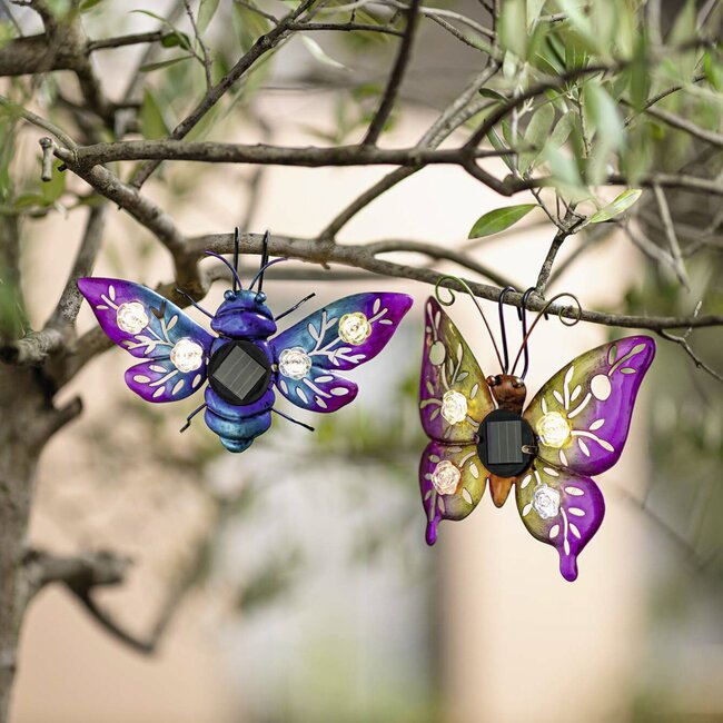 Dream-Living Solar boom vlinders twee stuks 19 x 12 cm, 16 x 15 cm
