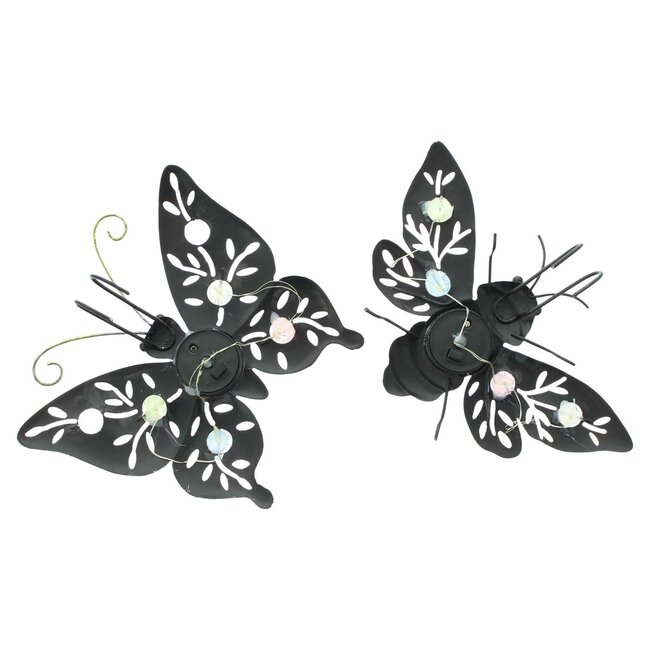 Dream-Living Solar boom vlinders twee stuks 19 x 12 cm, 16 x 15 cm