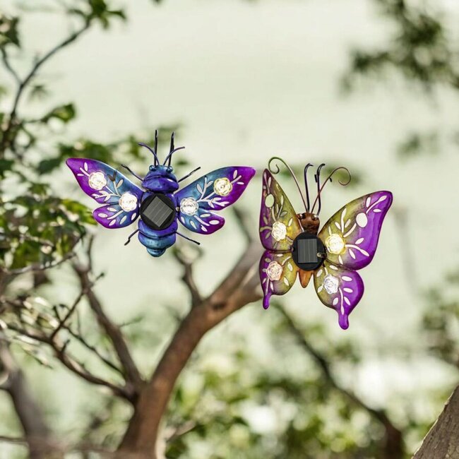 Dream-Living Solar boom vlinders twee stuks 19 x 12 cm, 16 x 15 cm