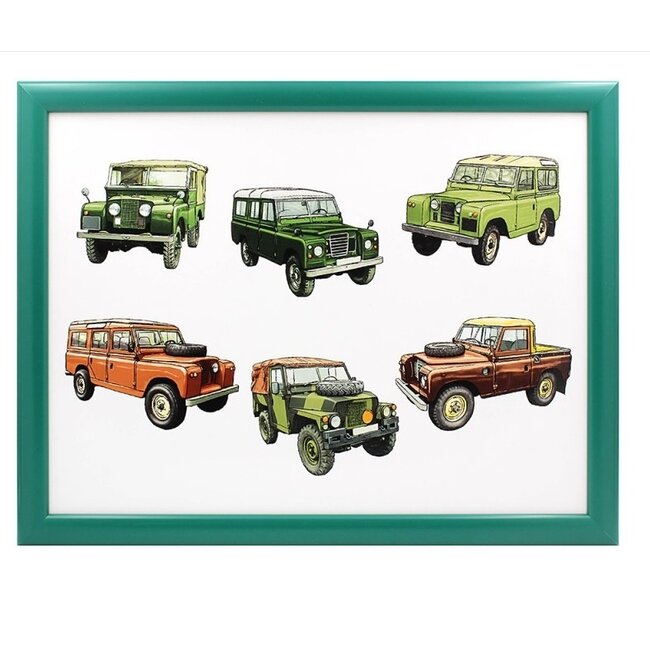 Lesser & Pavey Schootkussen met Vintage Land Rover Illustraties