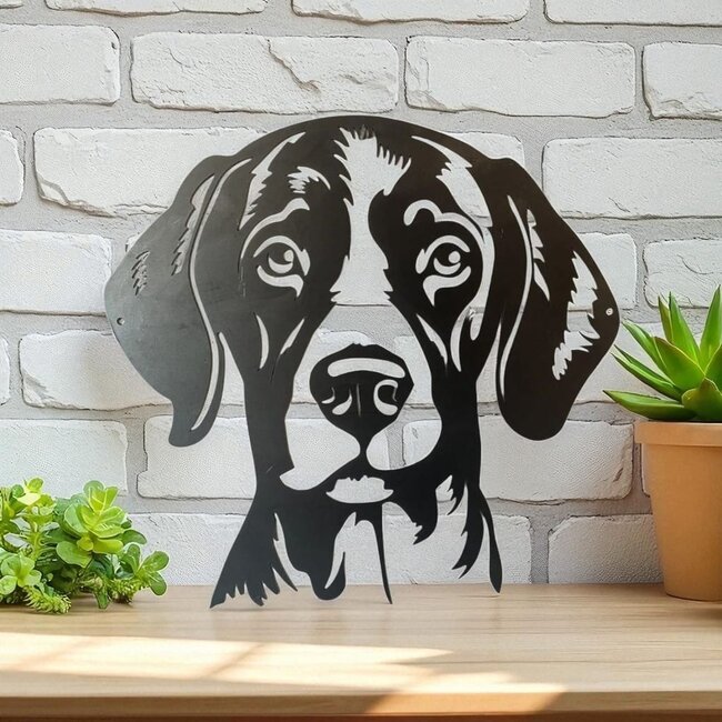 Siermetaal Duitse Staande Korthaar van Cortenstaal – 319x307x2 mm Tuindecoratie