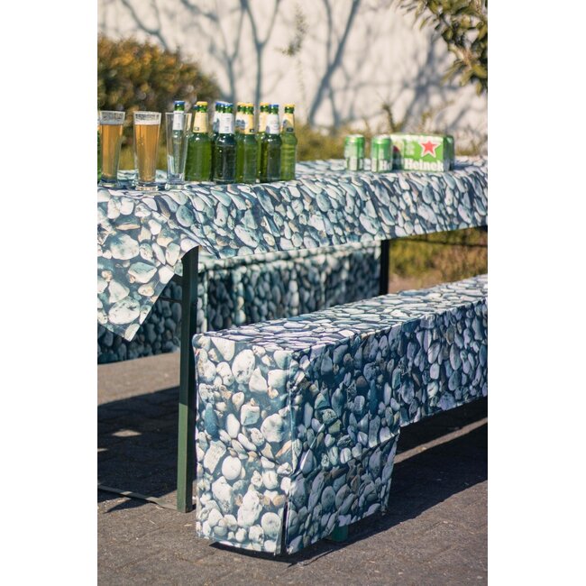2Lif Rocks Gd01 Bier tafelset textiel grijs 1st 100x260cm/ 2st 220x25x45cm