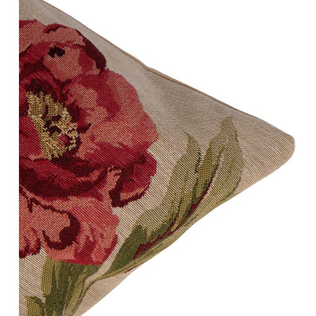 Mars & More gobelin kussen pioenroos rood 30x45cm