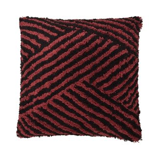 Linen & More Kingston kussen bordeaux zwart 45x45cm
