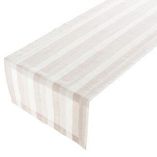 Linen & More Royal Stripe Tafelloper roze zilver 50x140cm
