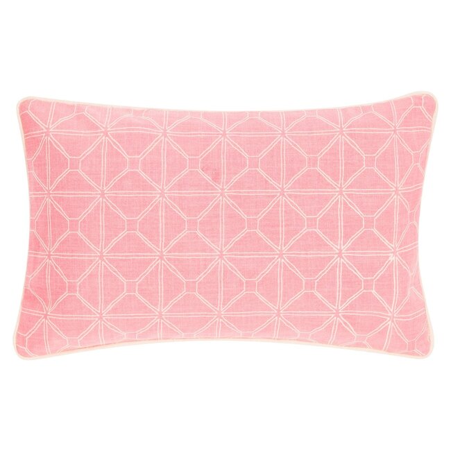Linen & More Graphic Stonewash kussen roze 30x50cm