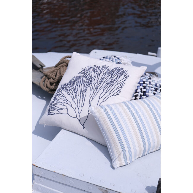 Linen & More Coral kussen blauw 45x45cm