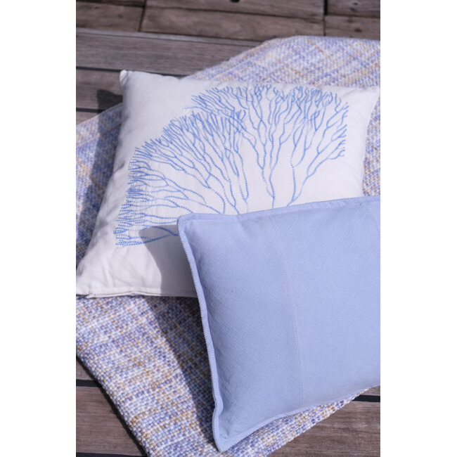 Linen & More Coral kussen blauw wit 45x45cm