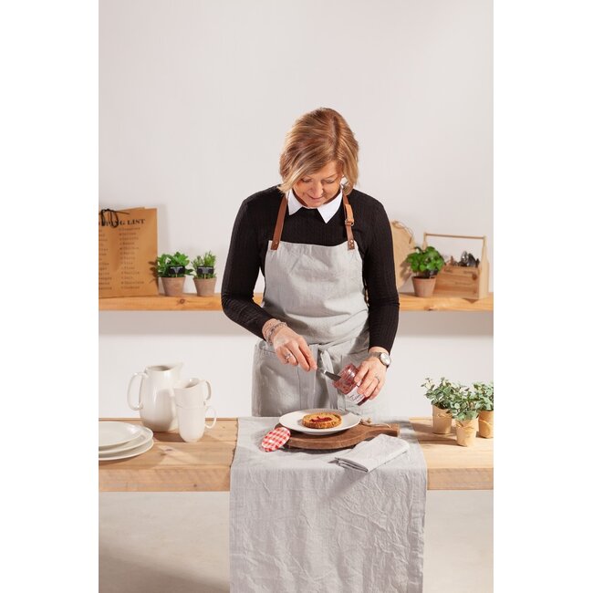 Linen & More Sara Stonewash Tafelloper zilver grijs 50x140cm