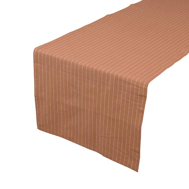 Linen & More Pinstripe Tafelloper cafe bruin 50x140cm