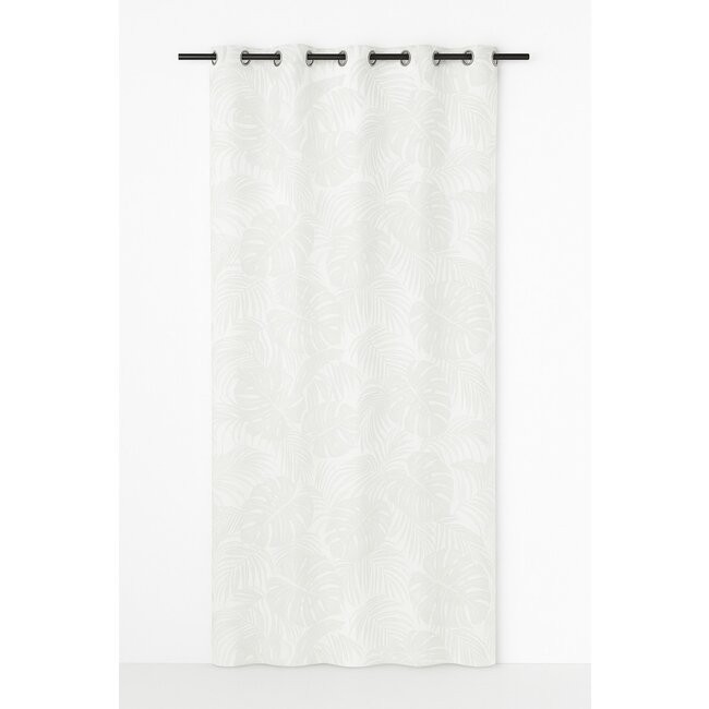 Linen & More Palma Vorhang Print Monstera Natur 8 Rings 135 x 260 cm