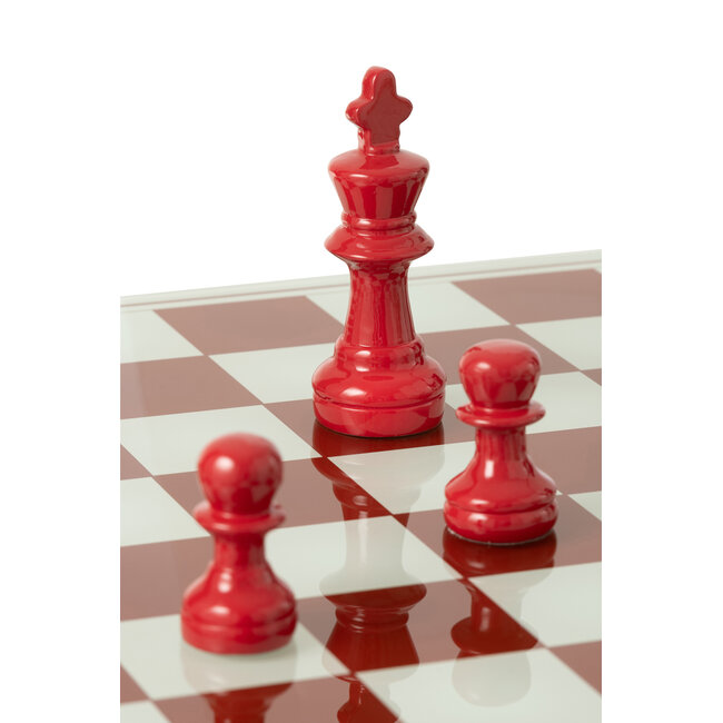 J-Line Schaakbord Polyresin Wit/Kerstrood