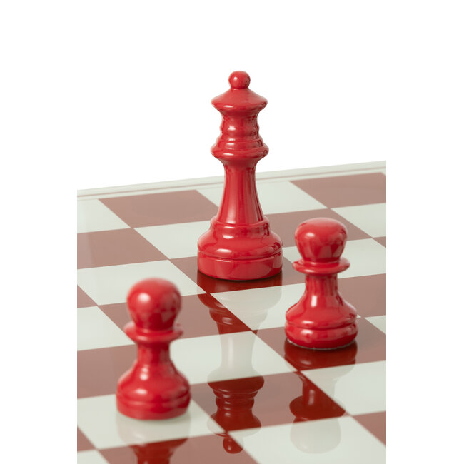 J-Line Schaakbord Polyresin Wit/Kerstrood