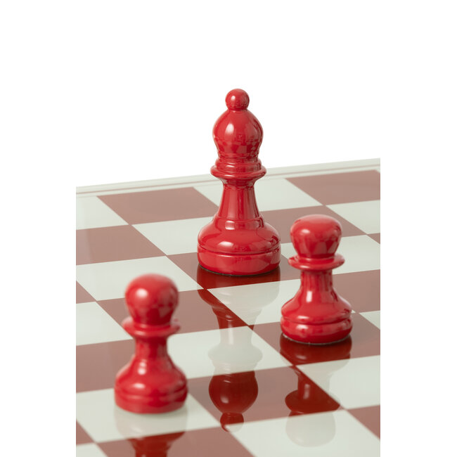 J-Line Schaakbord Polyresin Wit/Kerstrood