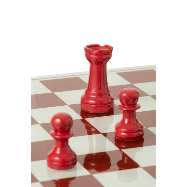 J-Line Schaakbord Polyresin Wit/Kerstrood