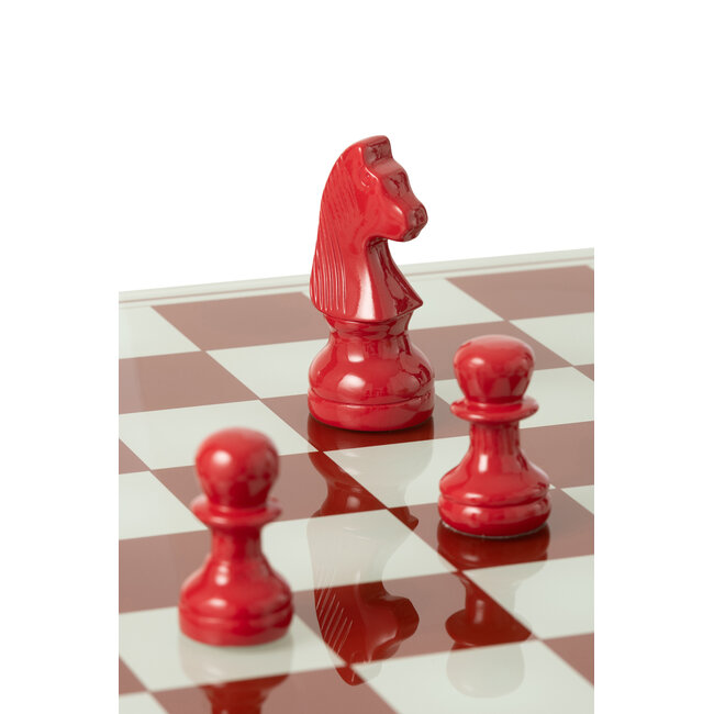 J-Line Schaakbord Polyresin Wit/Kerstrood