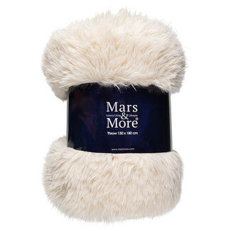 Mars & More plaid teddy langhaar all over gebroken wit 130x170cm