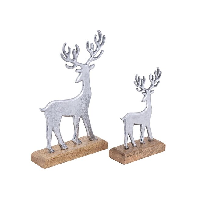 Dream-Living Herten Decoratie Set – Aluminium met Mangohout