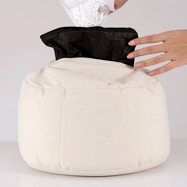 Dream-Living Yogakussen Meditatiekussen grijs  31 x ø 20 cm wasbare hoes