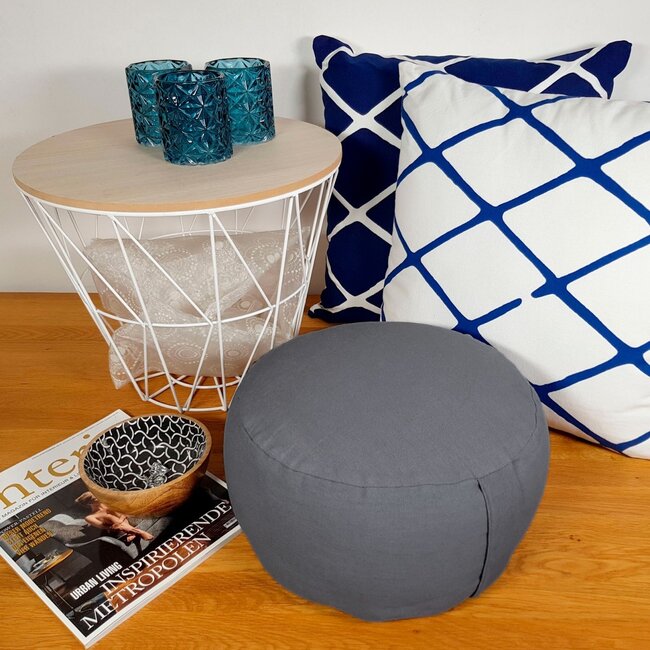 Dream-Living Yogakussen Meditatiekussen grijs  31 x ø 20 cm wasbare hoes