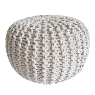Dream-Living Gebreide kruk Poef Ø 45 cm wit Vloerkussen