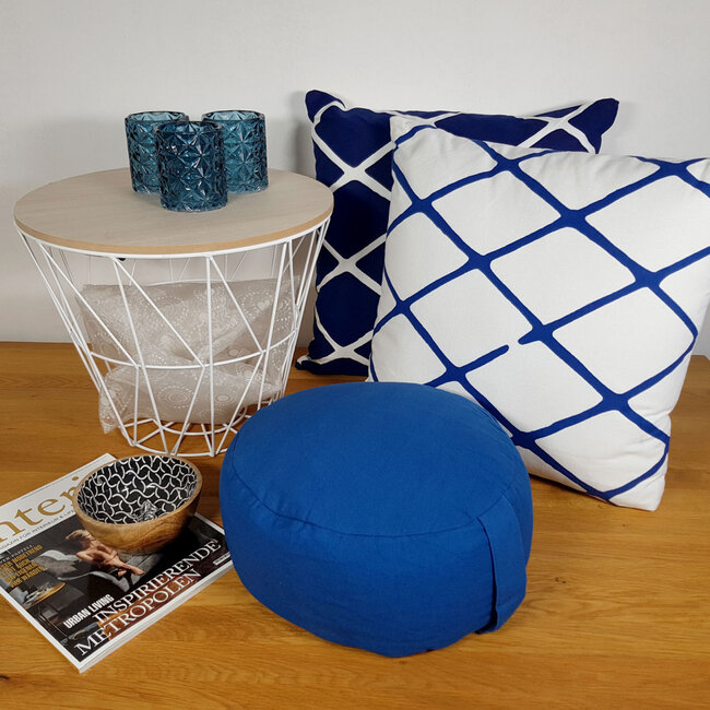 Dream-Living Yogakussen Meditatiekussen blauw  31 x ø 20 cm wasbare hoes