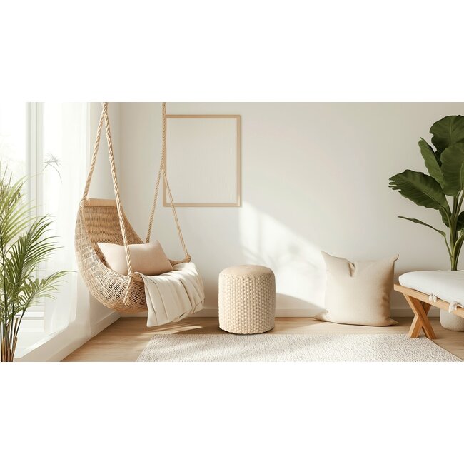 Kruk Zitkruk Merino Poef buiten ø40 H45cm Zit Poef navulbaar