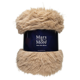 Mars & More plaid teddy langhaar pluk cognac 130x180cm