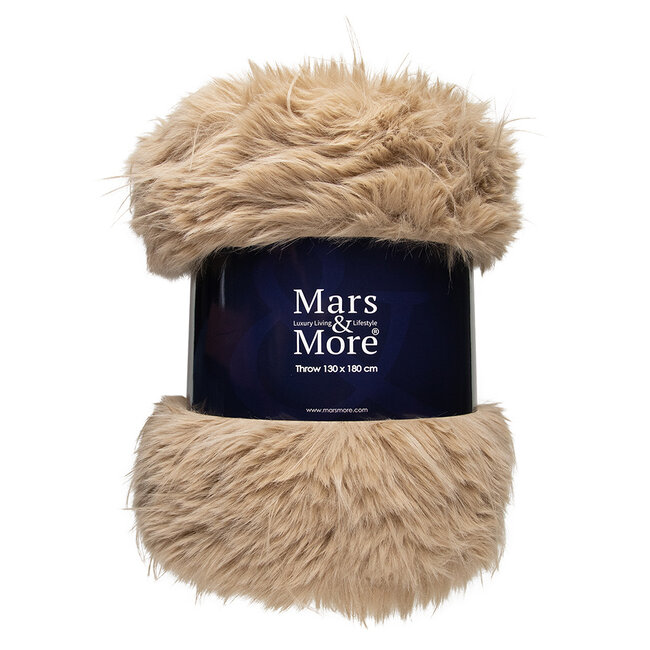 Mars & More plaid teddy langhaar pluk cognac 130x180cm