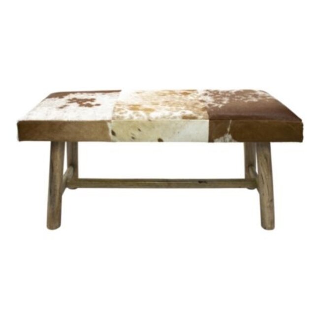 Mars & More bank chalet koe bruin wit 95cm