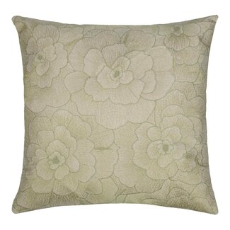 Linen & More Rosanna Kussen geborduurd licht groen 45x45cm