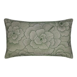 Linen & More Rosanna Kussen geborduurd donker groen 30x50cm