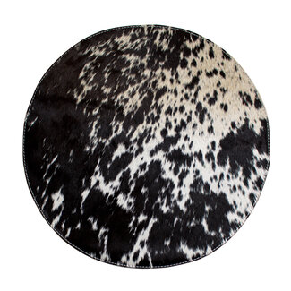 Mars & More placemat koehuid rond zwart/wit Ø38cm
