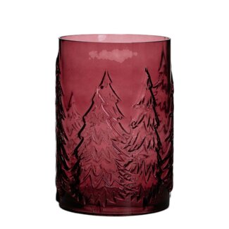 Mars & More Cilinder met boommotief rood h22 d16cm