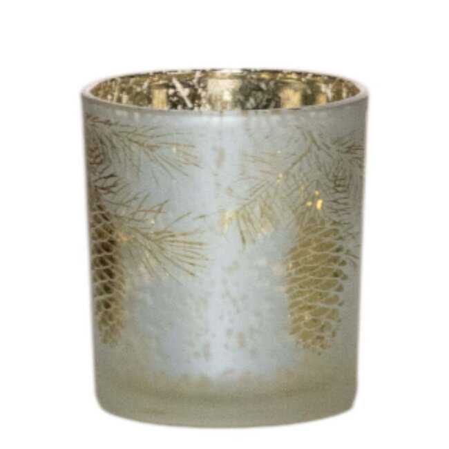 Mars & More Theelichthouder bladeren goud klein 8cm