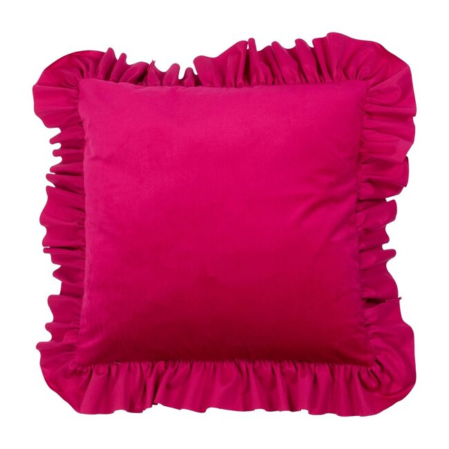 kussen fluweel rouche fuchsia 45x45cm