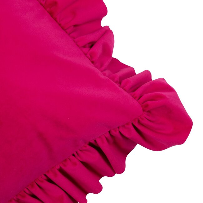 kussen fluweel rouche fuchsia 45x45cm