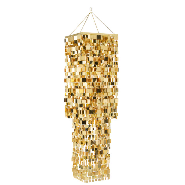 J-Line Lampenkap Kroonluchter Vierkant Pvc Goudkleurig Groot