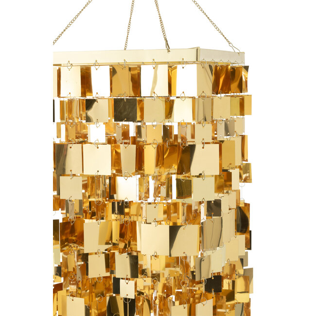 J-Line Lampenkap Kroonluchter Vierkant Pvc Goudkleurig Medium