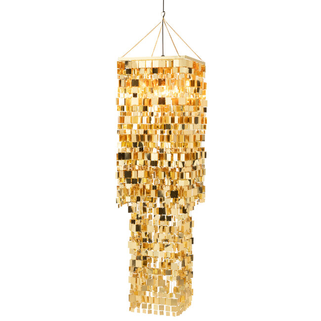 J-Line Lampenkap Kroonluchter Vierkant Pvc Goudkleurig Groot